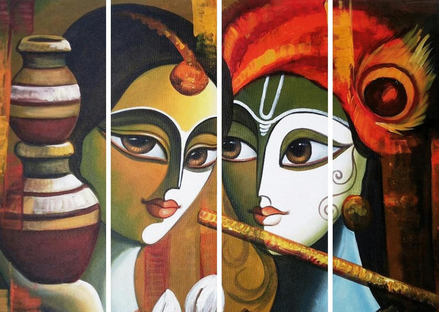 inep-b0bbq63686-splash-proof-krishna-wall-art-set-mounted-next-to-a-potted-plant,-highlighting-its-matte-laminated-finish..jpg